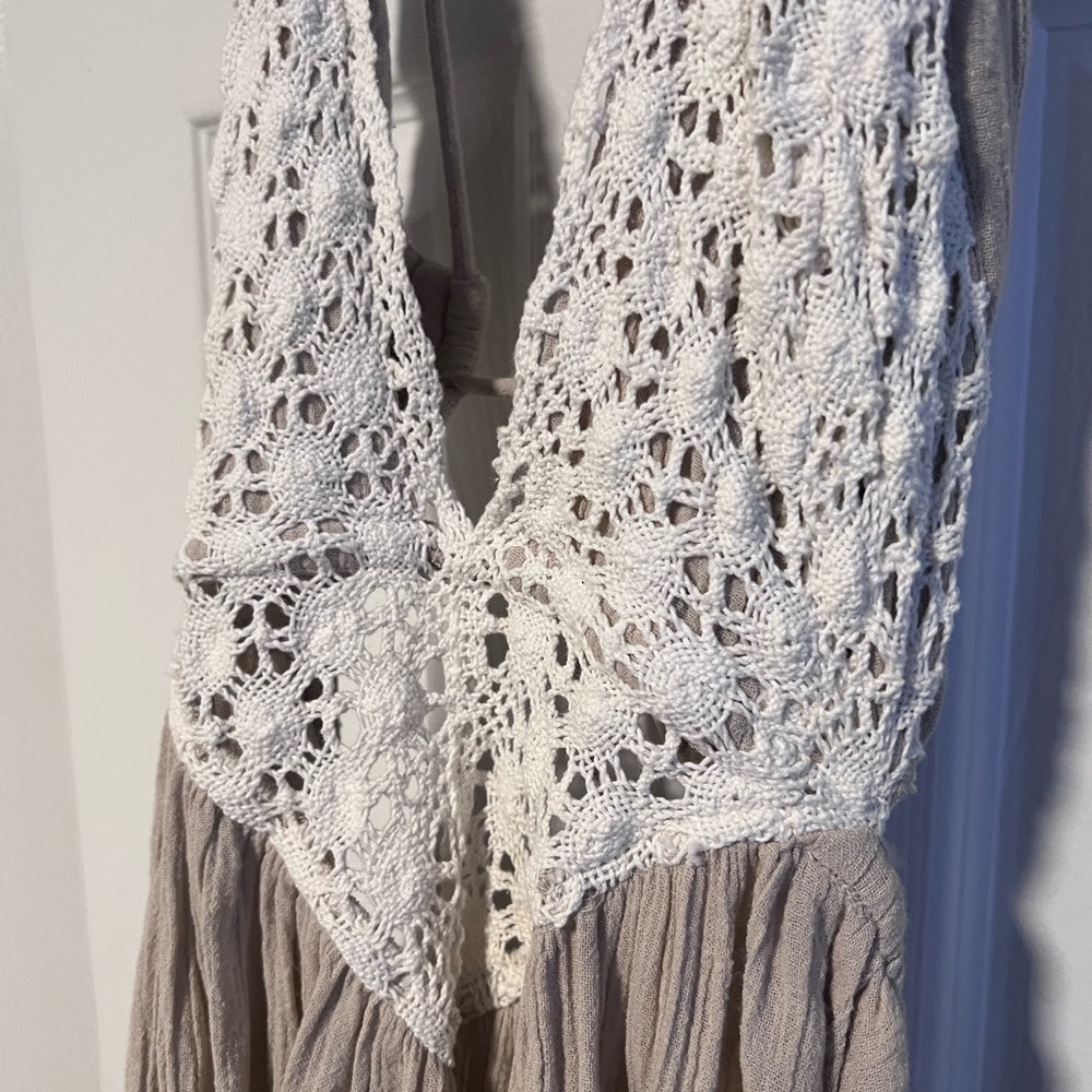 Free People High Low Dress in Cream and White